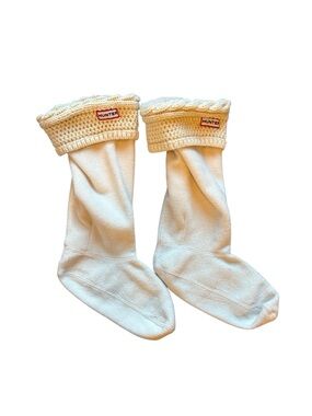 Hunter Tall Cream Cable Knit Boot Socks Size MM US (F) 5-7 Rainboots Winter Warm